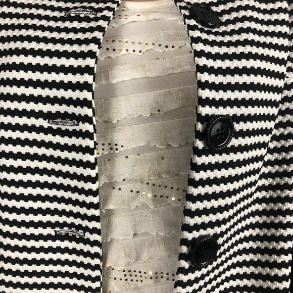 👛 (ANY 2/$20) TRISISTO Femme Brand Stretchy Black & White Jacket Big Buttons S… - Picture 6 of 12